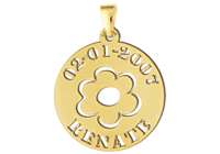 Gouden hanger  bloem met naam en datum