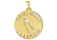 Gouden hanger fles met naam en datum
