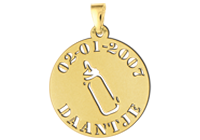 Gouden hanger fles met naam en datum Gouden hanger fles met naam en datum