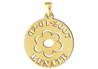 Gouden hanger bloem met naam en datum Gouden hanger bloem met naam en datum