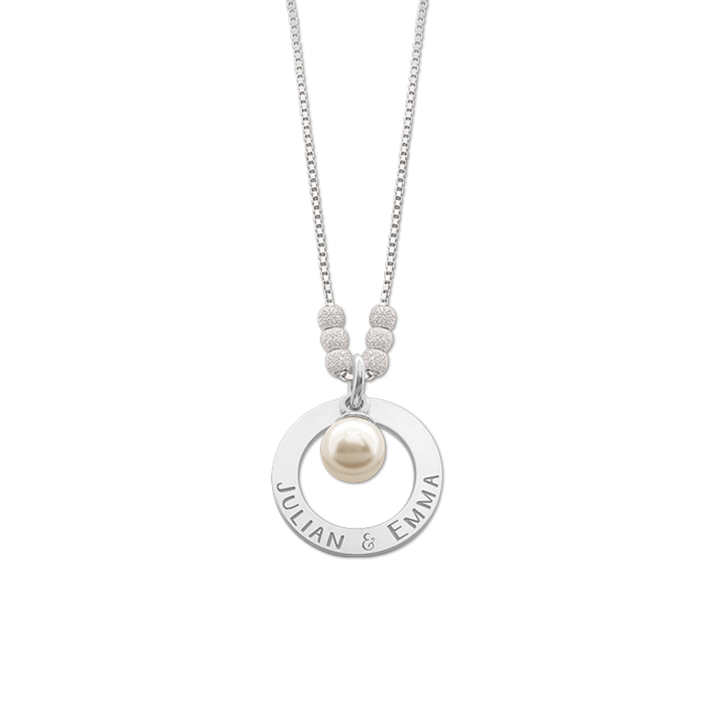 Zilveren mama ketting met parel bedel2 Zilveren mama ketting met parel bedel2