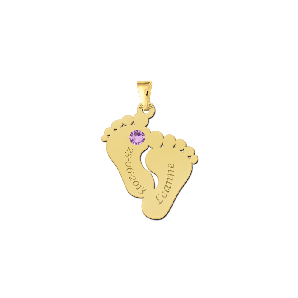 Gouden voetjes met geboortesteen