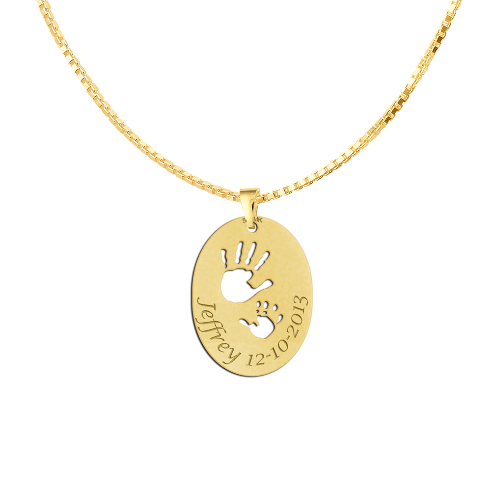 Gouden mama hanger met baby handjes2 Gouden mama hanger met baby handjes2