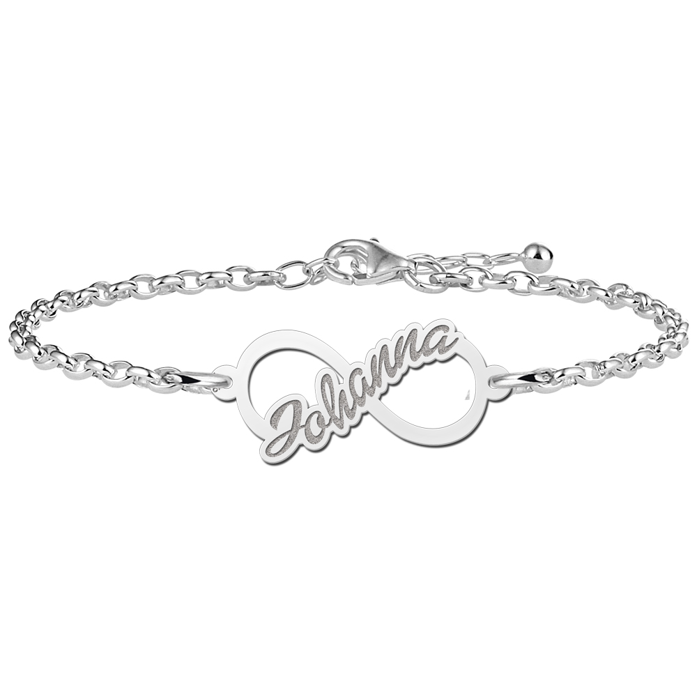 Zilveren infinity naam armband
