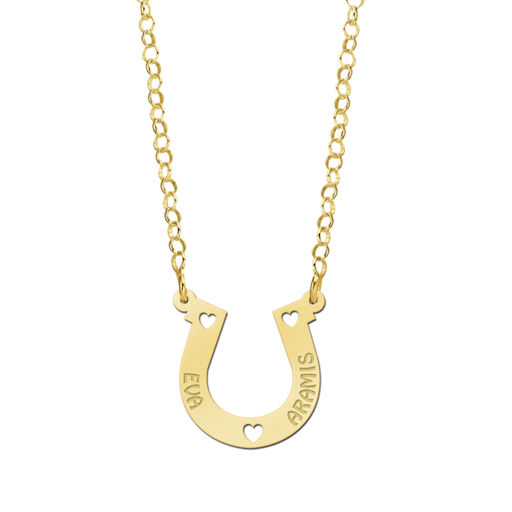 Gouden ketting met hoefijzer en twee namen.2 Gouden ketting met hoefijzer en twee namen.2