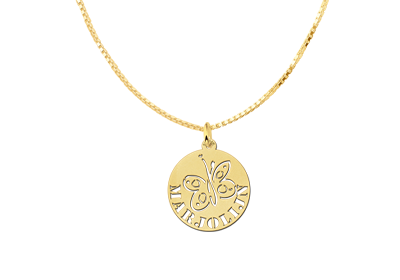 Gouden hanger vlinder rond met naam2 Gouden hanger vlinder rond met naam2