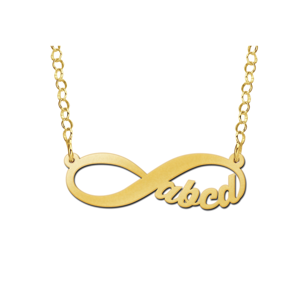 Gouden infinity ketting met vier letters