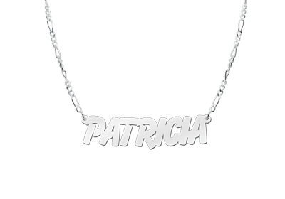 Zilveren naamketting model Patricia2