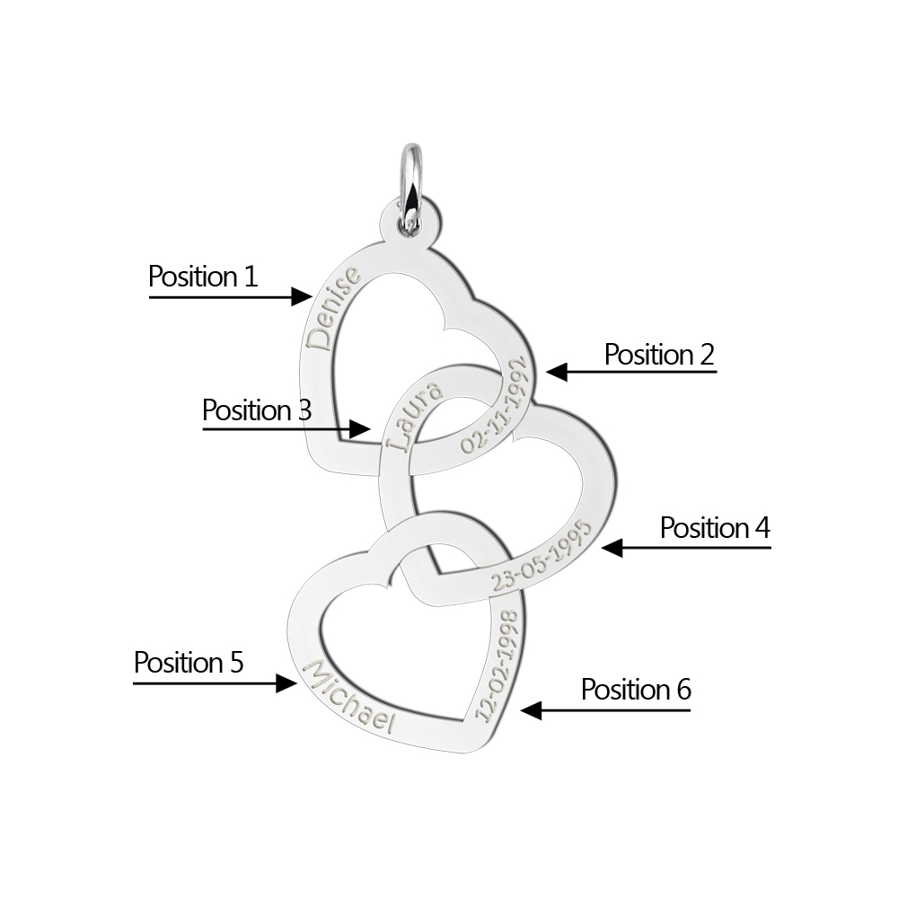 Zilveren hanger drie harten Zilveren hanger drie harten