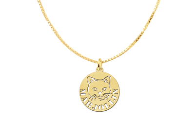 Gouden hanger poes rond met naam2 Gouden hanger poes rond met naam2