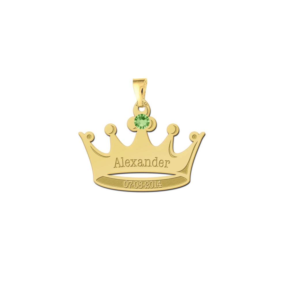 Gouden kroon met naam en geboortesteen