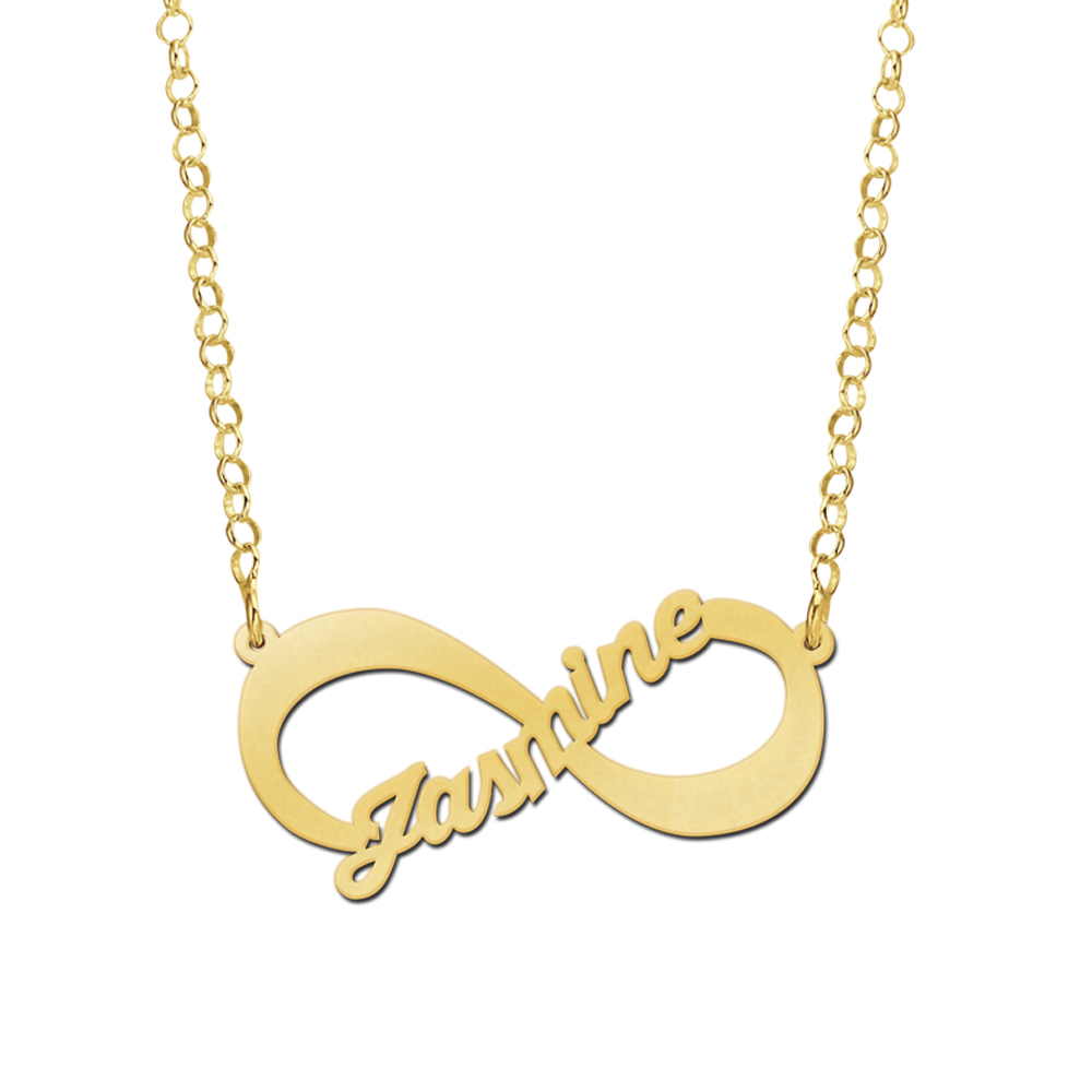 Gouden infinity ketting met geschreven naam.2 Gouden infinity ketting met geschreven naam.2