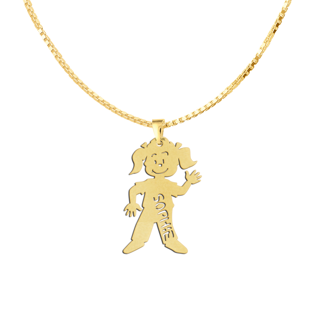 Gouden mama hanger met meisje2 Gouden mama hanger met meisje2