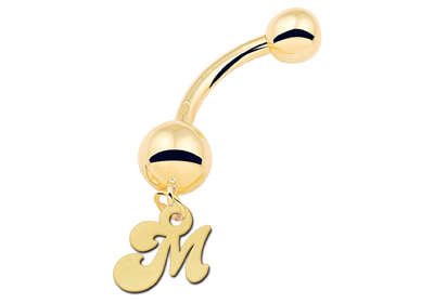 Gouden piercing met letterhanger