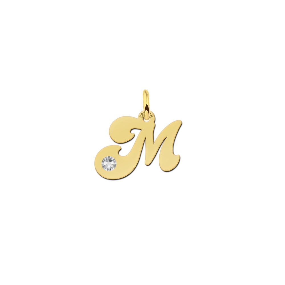 Gouden letterhanger met zirkonia Gouden letterhanger met zirkonia