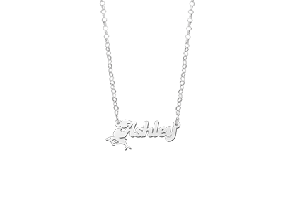 Zilveren kinder naamketting met dolfijntje2 Zilveren kinder naamketting met dolfijntje2