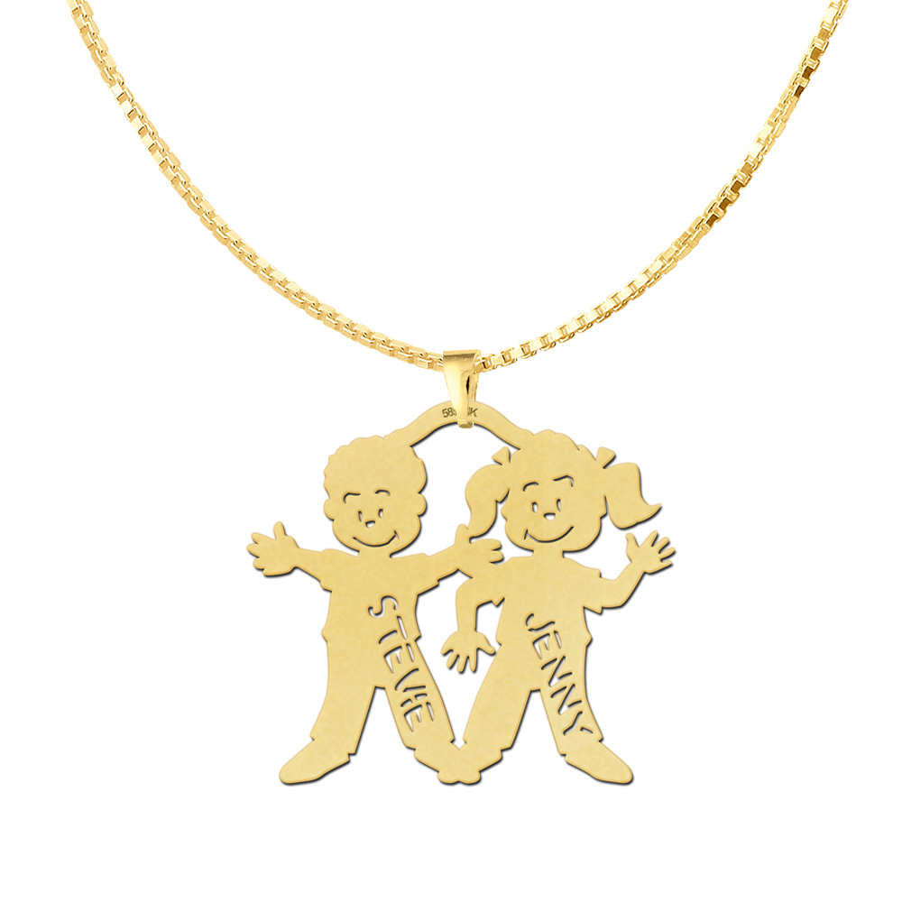 Gouden mamasieraden met jongen en meisje2 Gouden mamasieraden met jongen en meisje2