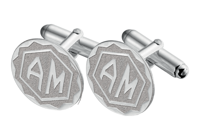 Zilveren manchetknopen monogram stervorm Zilveren manchetknopen monogram stervorm