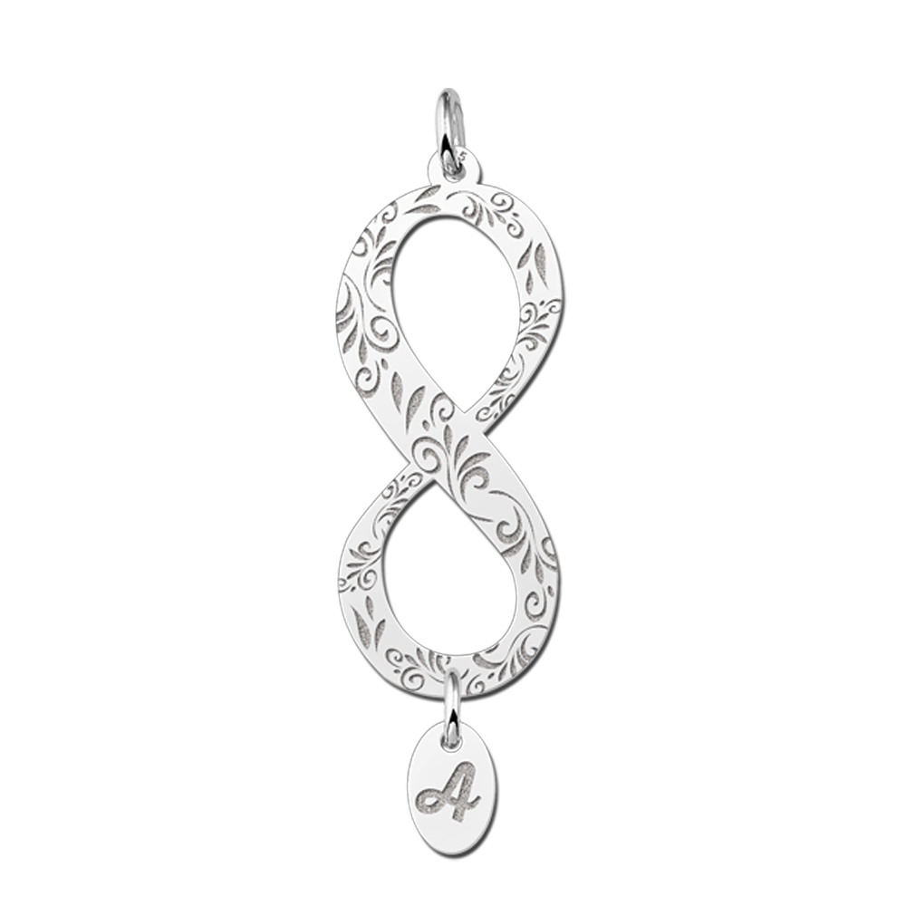 Zilveren sierrand infinity met letter