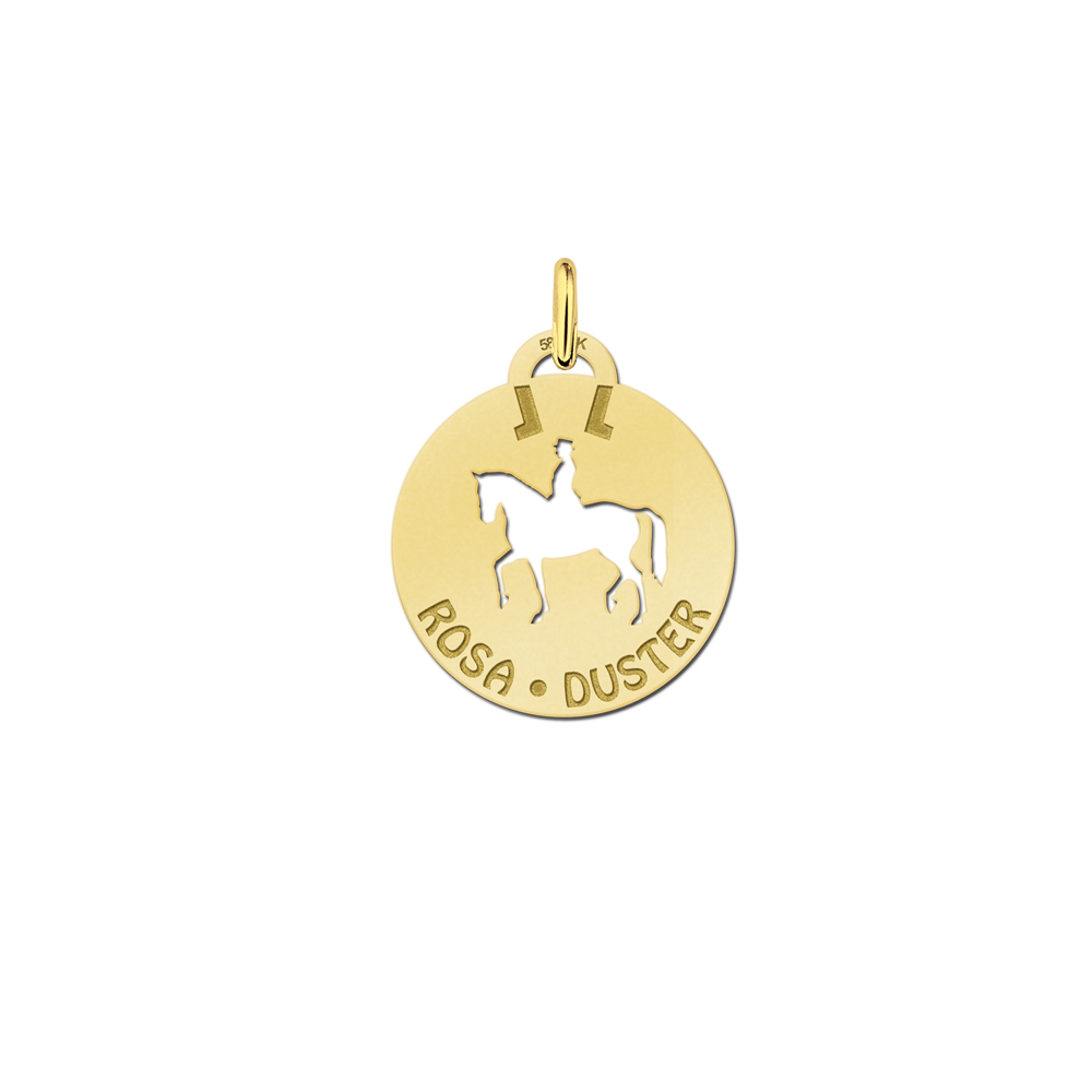 Gouden paarden hanger met ruiter. Gouden paarden hanger met ruiter.