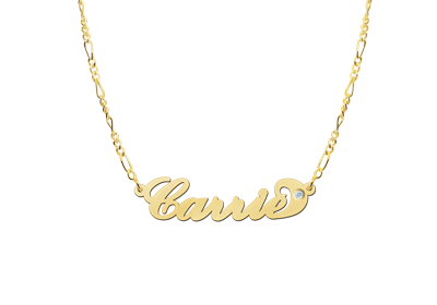 Gouden naamketting model Carrie zirkonia2