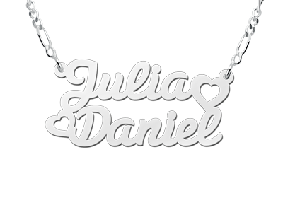 Zilveren naamketting model Julia/Daniel