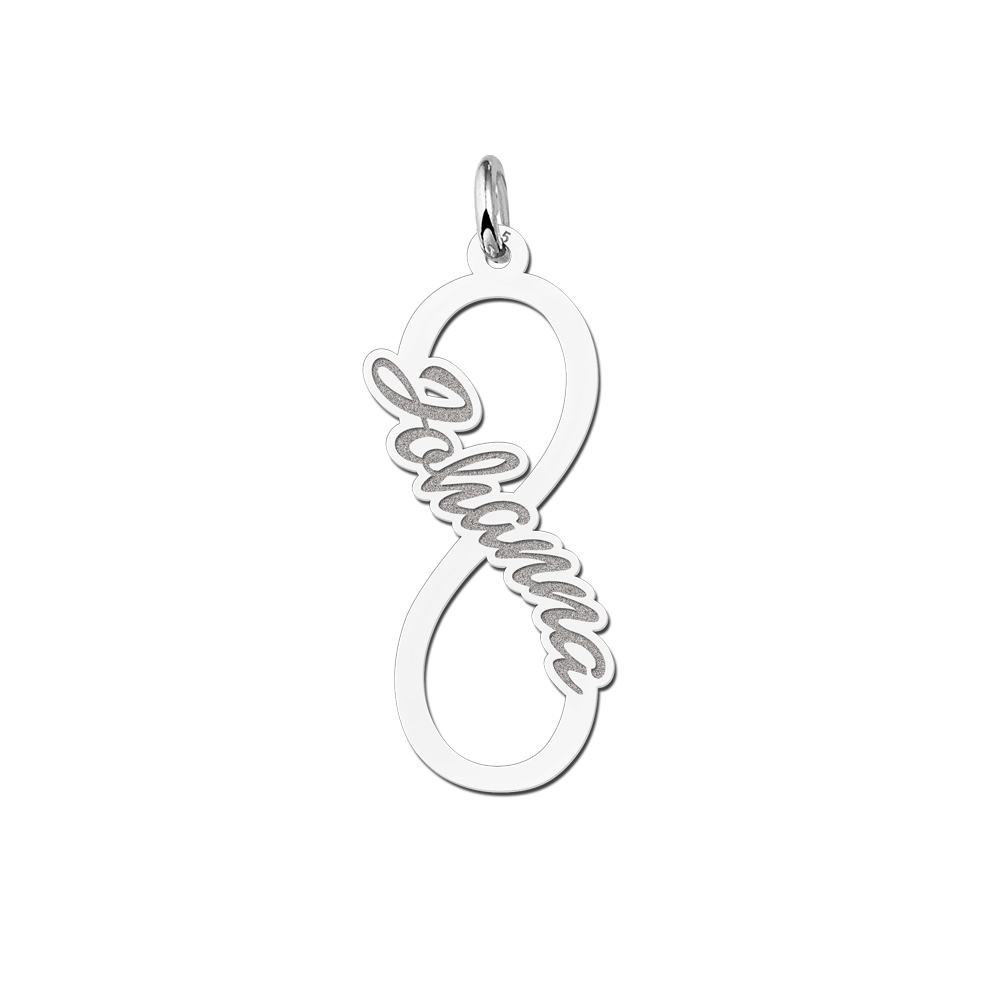 Zilveren infinity hanger met naam kind Zilveren infinity hanger met naam kind