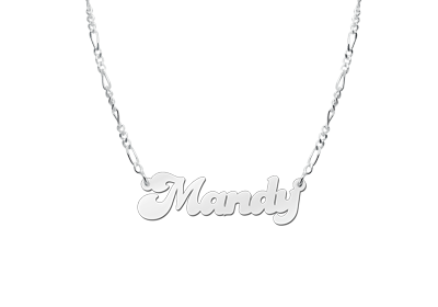 huis T bossen Zilveren naamketting model Mandy