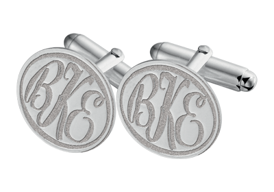 Zilveren manchetknopen monogram klassiek rond Zilveren manchetknopen monogram klassiek rond