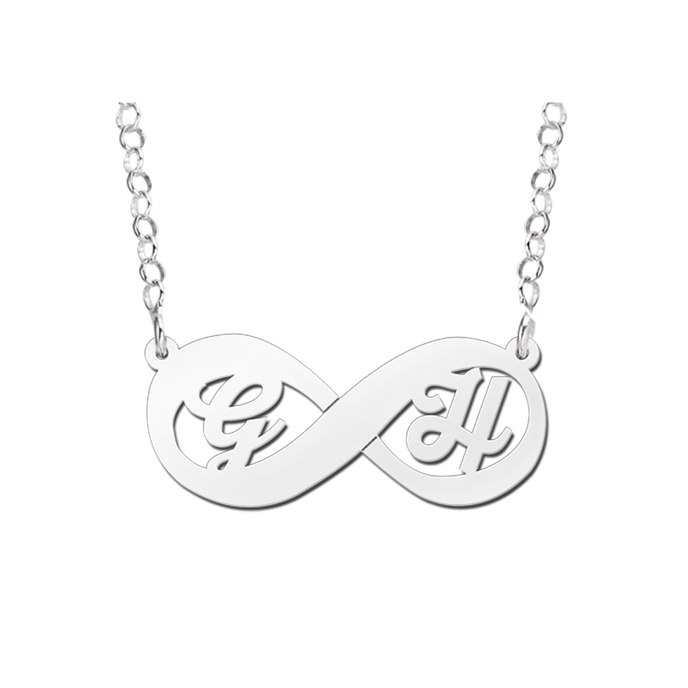 Infinity ketting zilver met initialen