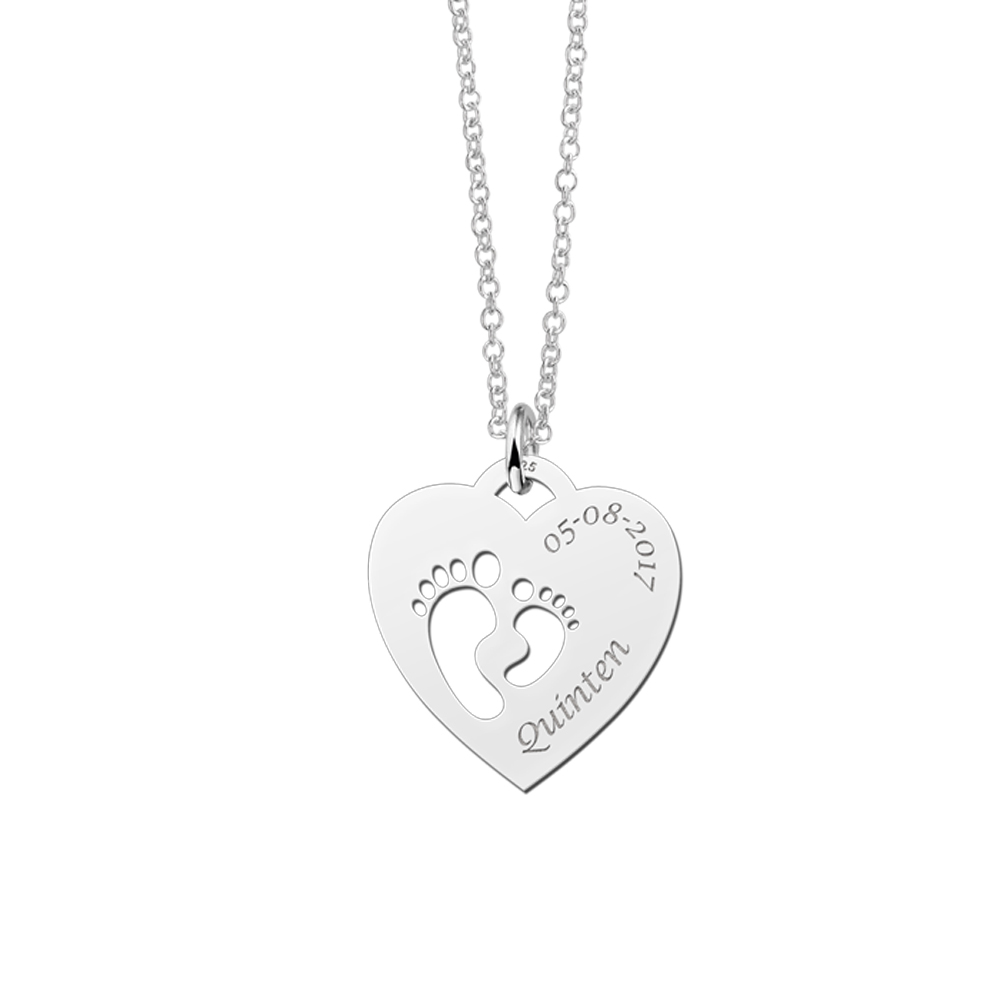 Zilver mama sieraad met hartje en voetjes2 Zilver mama sieraad met hartje en voetjes2