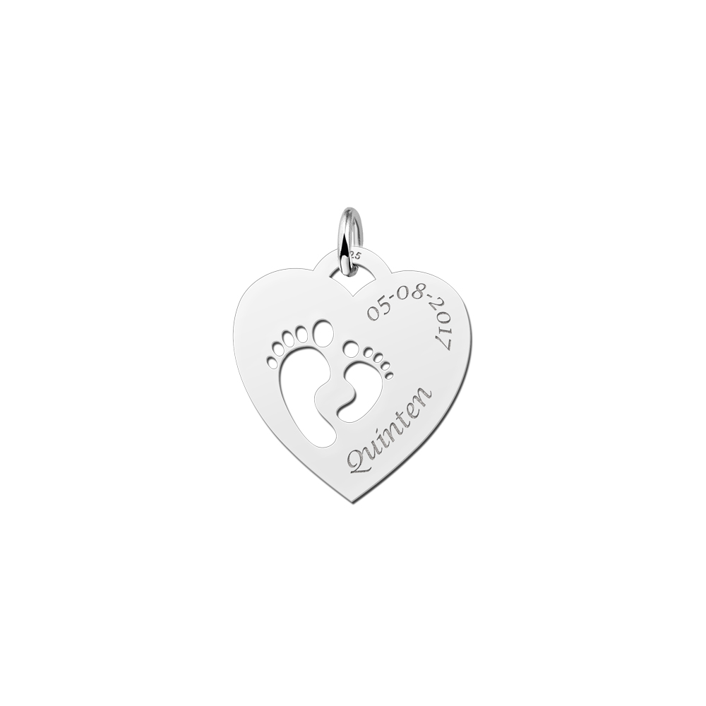 Zilver mama sieraad met hartje en voetjes Zilver mama sieraad met hartje en voetjes