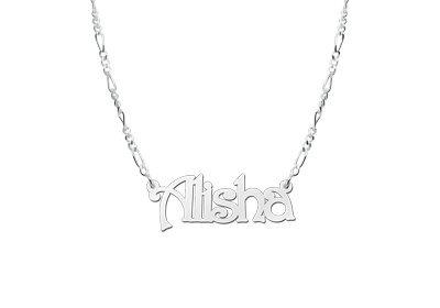 Zilveren naamketting model Alisha2 Zilveren naamketting model Alisha2