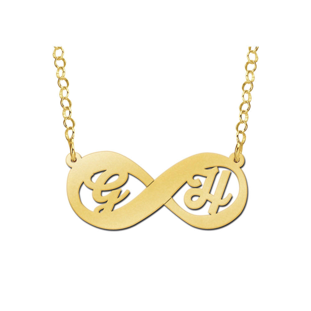 Gouden infinity ketting met initialen Gouden infinity ketting met initialen
