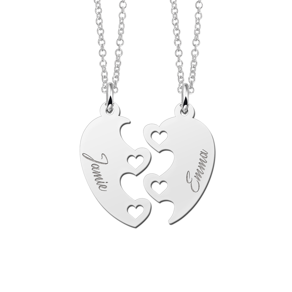 Zilveren vriendschapsketting met liefdevol hart2 Zilveren vriendschapsketting met liefdevol hart2