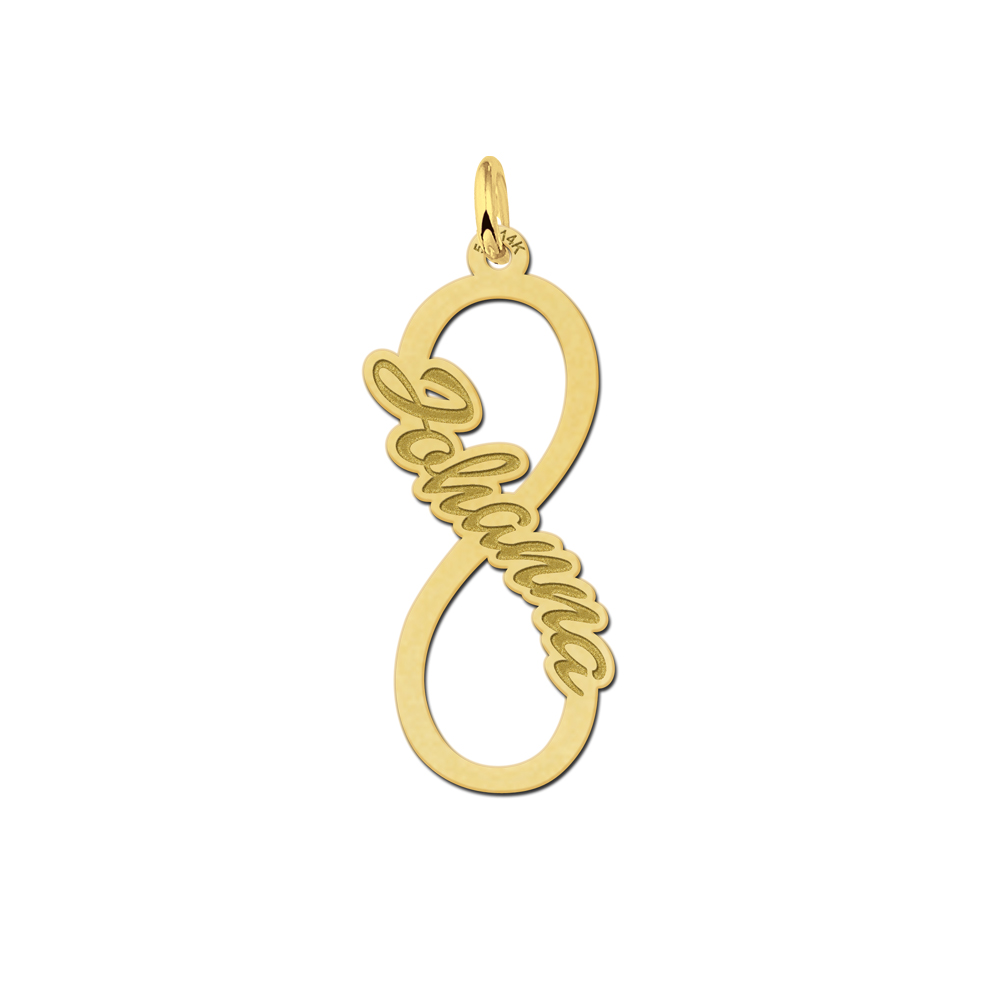 Infinity hanger goud met naam kind Infinity hanger goud met naam kind
