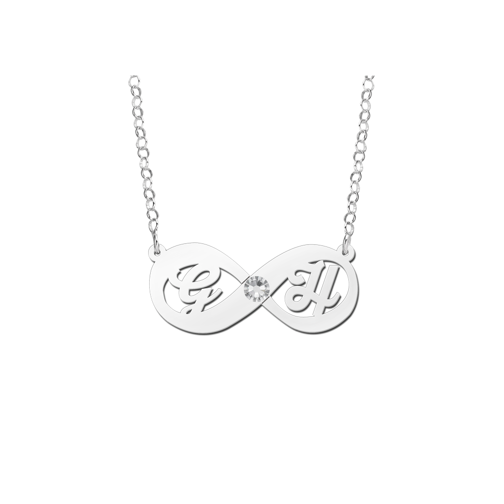 Zilveren hanger infinity initialen en zirkonia Zilveren hanger infinity initialen en zirkonia