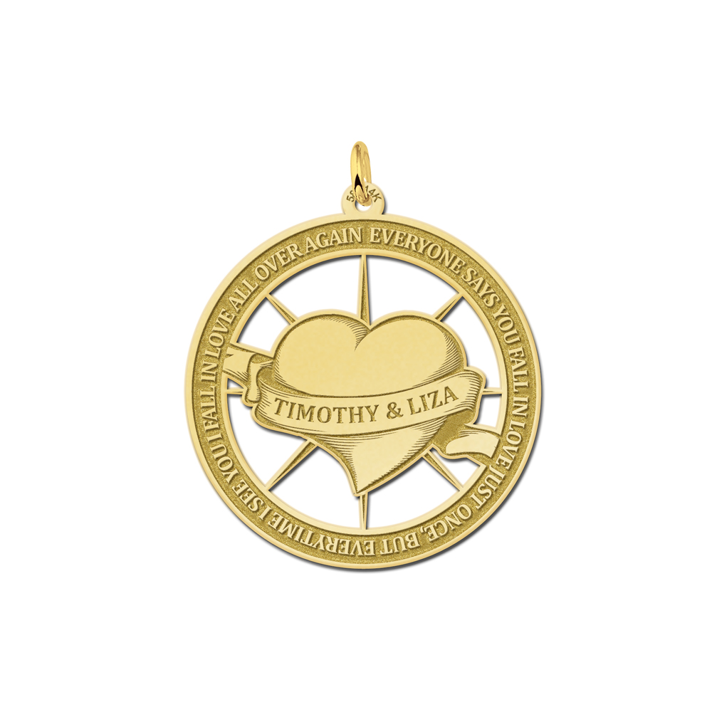 Gouden familie hanger met tattoo design. Gouden familie hanger met tattoo design.