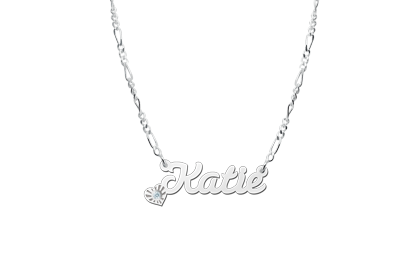 Zilveren naamketting model Katie2 Zilveren naamketting model Katie2