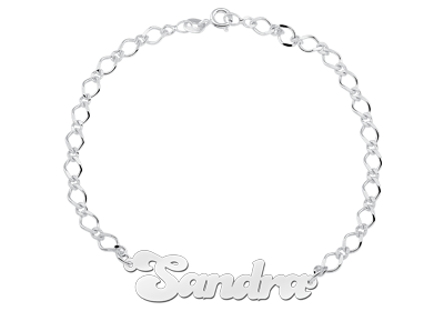 Zilveren enkelband met naam2 Zilveren enkelband met naam2