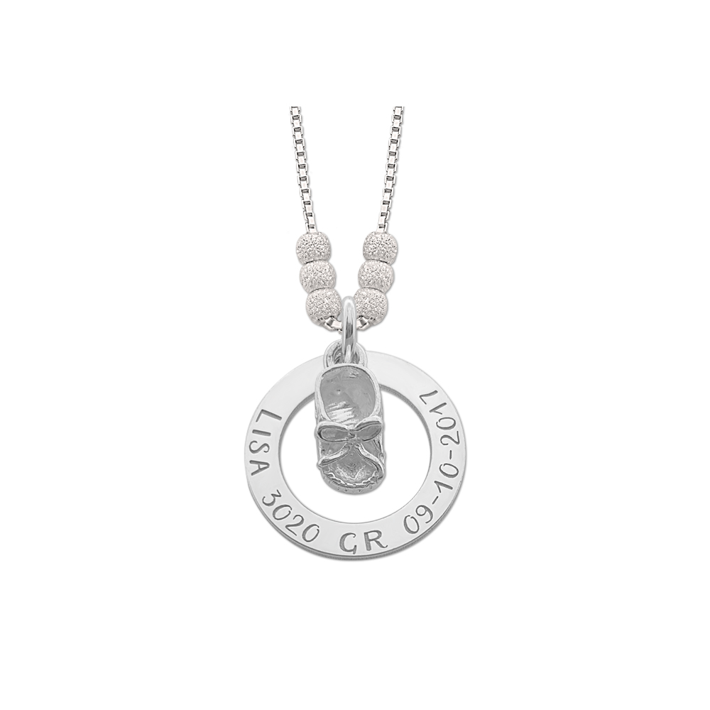 Moeder ketting in zilver met baby schoentje